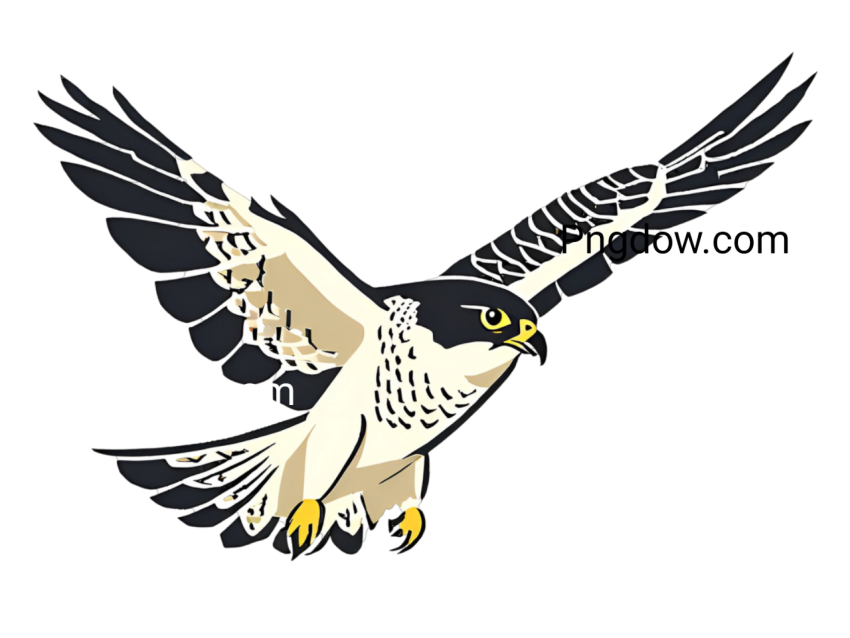 A Falcon PNG cartoon bird soaring through the sky free