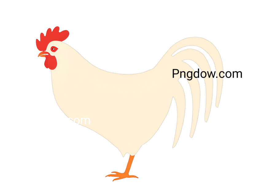 White rooster on black background, Chicken PNG