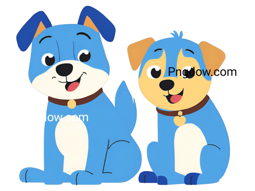 Cartoon image of two dogs, Bluey and Bingo, sitting close