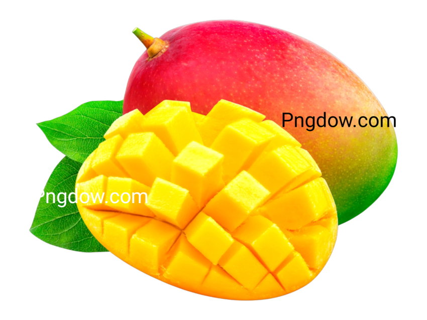 mango cut slice Png image with leaf