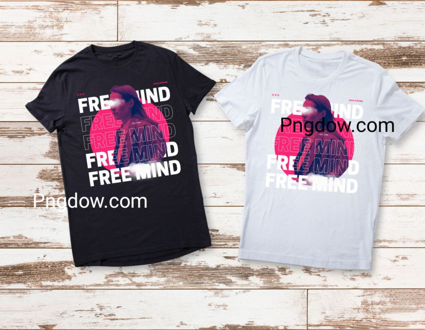 Black White Pink Typography Free Mind T Shirt