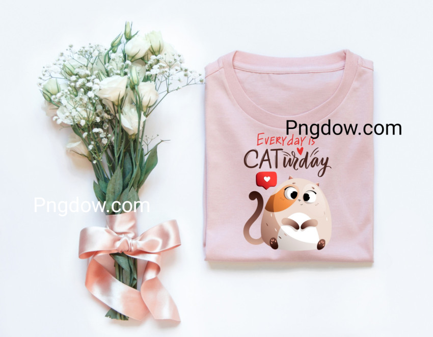 Brown Red Cute Funny Illustrated Fluffy Everyday Cat T Shirt