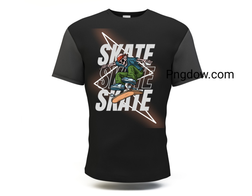 Black Illustrative Skateboard T Shirt