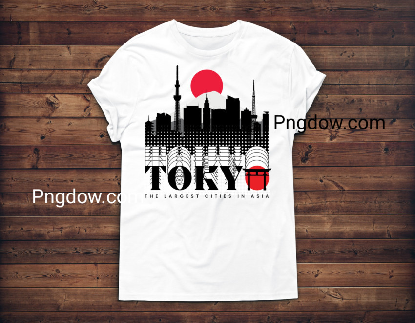 White Black Red Typography Tokyo The Largest Cities in Asia T Shirt
