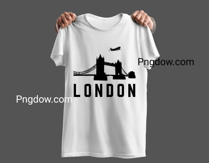 Black And White Illustrated London Bridge Tower Travel T Shirt