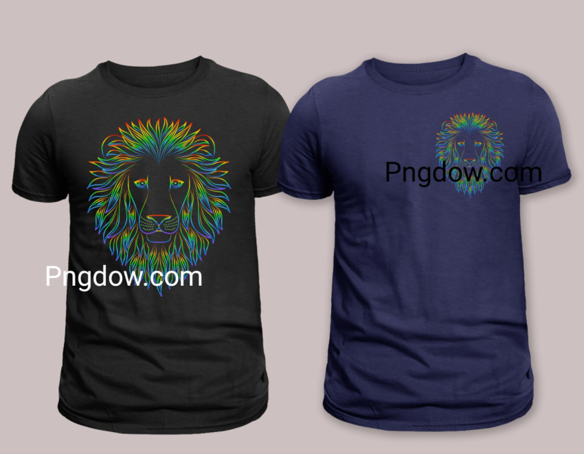 Black Neon Illustrative Modern Lion T Shirt