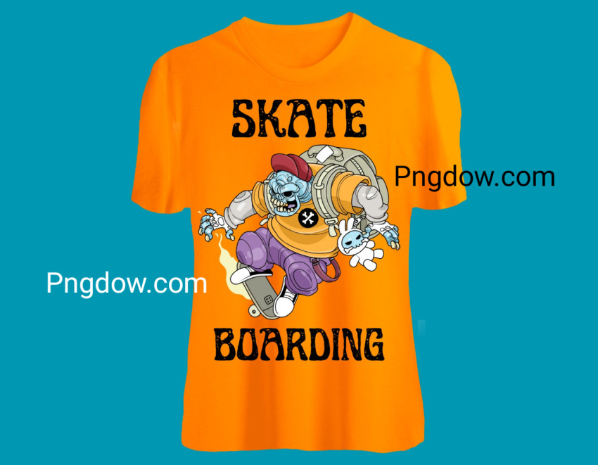 Yellow Illustration Skate Boarding T Shirt