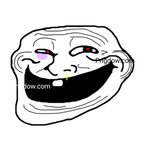 A cheerful troll face with a wide smile, depicted in a PNG format, showcasing its playful and mischievous expression