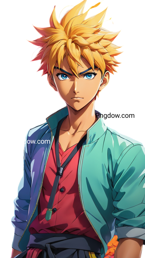 Anime character with blonde hair and blue eyes, Gojo PNG
