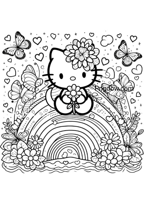 hello kitty coloring page for free