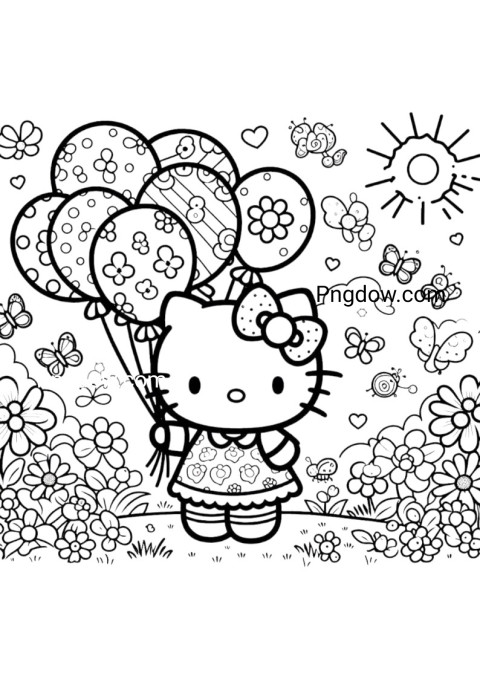 coloring pages hello kitty balloon