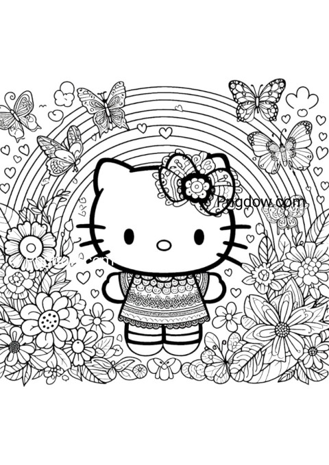 hello kitty coloring page for free download