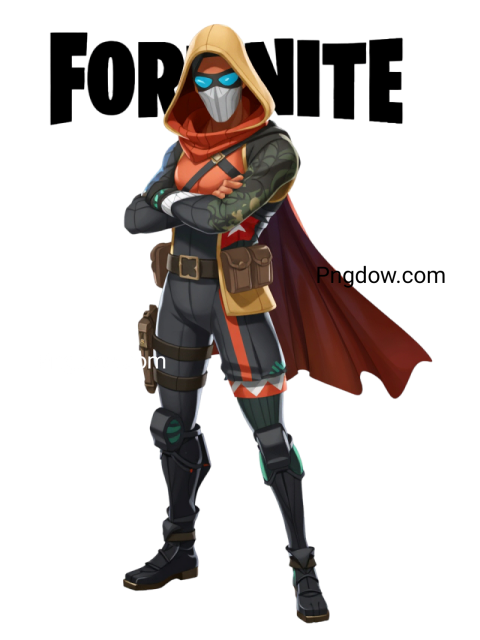 stylized ninja character from Fortnite, depicted in vibrant colors, showcasing dynamic action and gaming elements