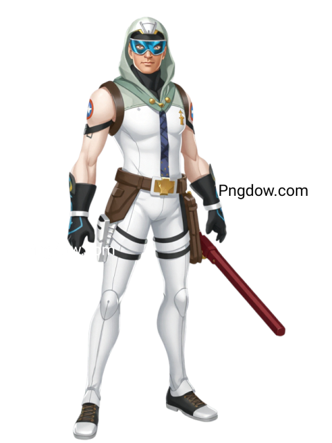 A male character dressed in white and blue, wielding a red lightsaber, depicted in a Fortnite transparent SVG format