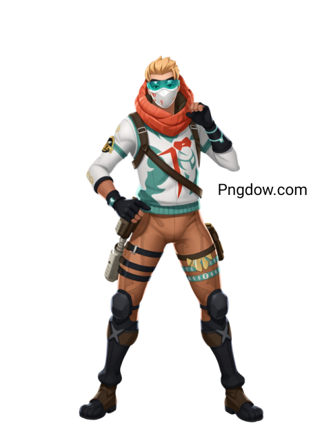 A man wearing a white shirt and a red scarf, depicted in a Fortnite style transparent SVG format