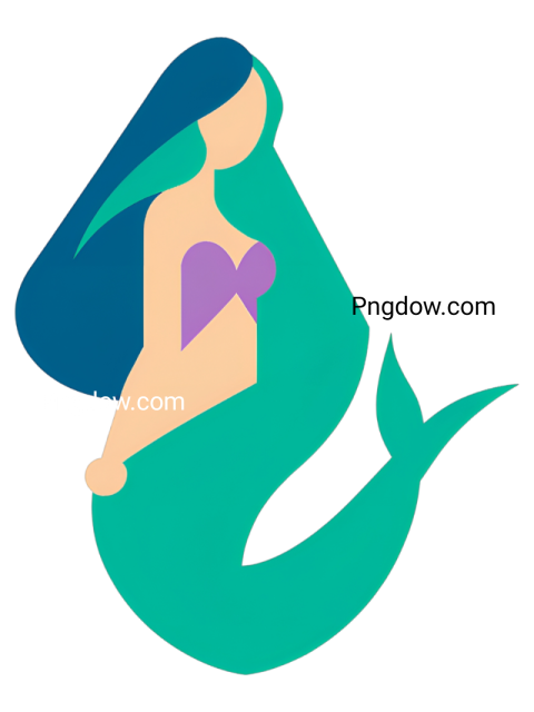 A mermaid with flowing hair and a vibrant purple and blue tail, perfect for a free SVG download