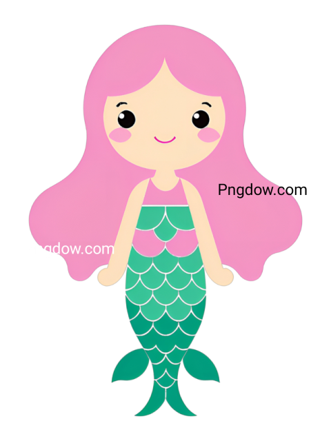 charming mermaid with pink hair, perfect for a whimsical design, available as a free SVG download