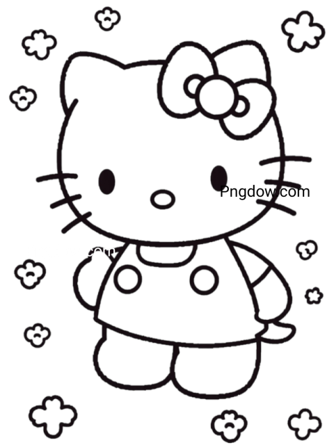 A delightful Hello Kitty coloring page, highlighting her signature style and inviting creativity for fans of all ages