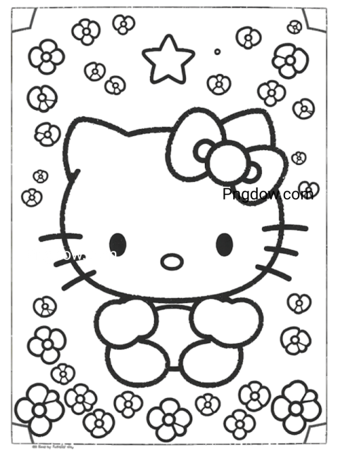 Hello Kitty coloring page available for free download, designed for fun and artistic expression