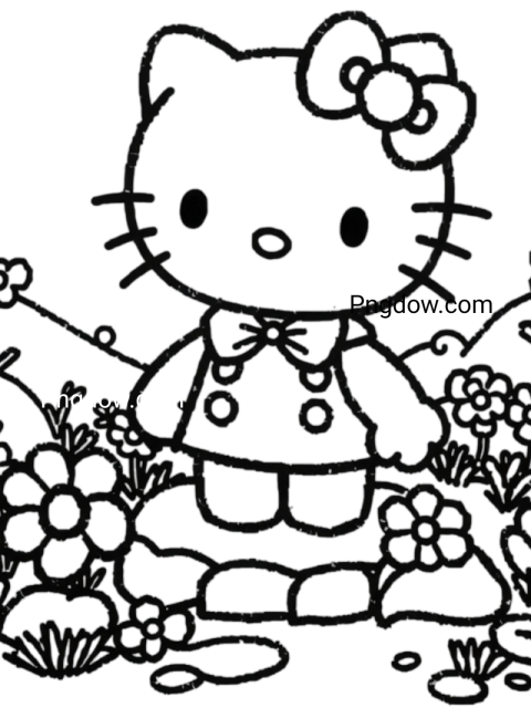 Download a Hello Kitty coloring page, offering a delightful way to engage in coloring and creativity for fans of all ages