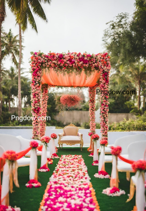 Captivating Floral Beachside Wedding Mandap Photo, A Breathtaking Moment