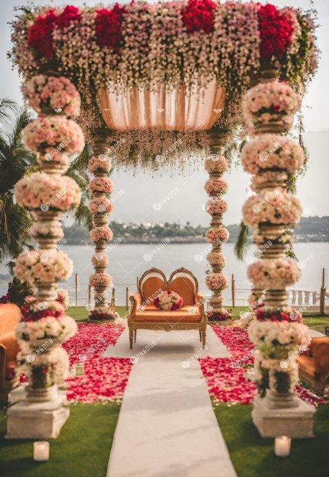 Capture the Beauty of a Floral Beachside Wedding Mandap with Stunning Photos