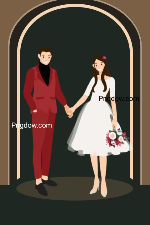 Cute couple in traditional indian dress cartoon character.Romantic wedding invitation card for Free