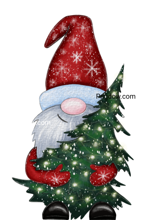 Gnome Holding a Christmas Tree