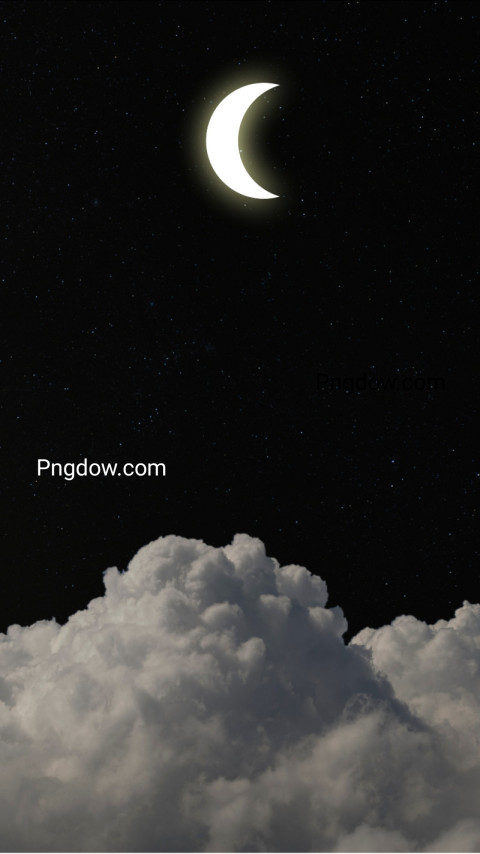 Grey Black Illustrated Night Sky Moon Phone Wallpaper