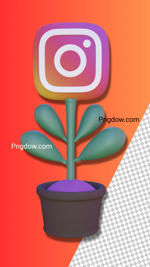 Premium PSD for Free | 3d rendering ofinstagram icon