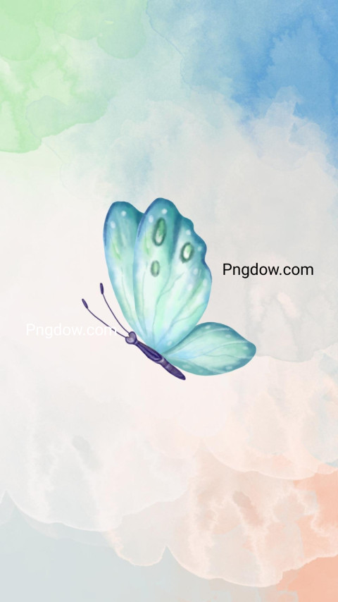 Blue and Teal Watercolour Butterfly wallpaper for free