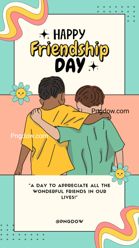 Yellow Green Retro Illustrated Friendship Day Instagram Story