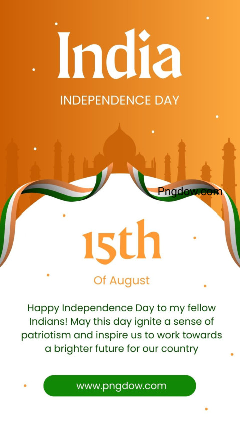Orange Green and White Illustrated India Independence Day Instagram Story