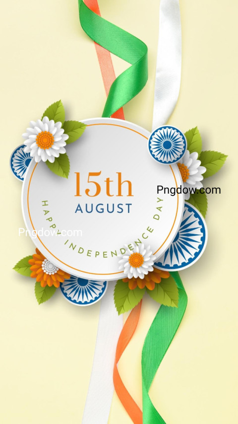 White And Light Yellow 3D Floral Indian Independence Day WhatsApp Status