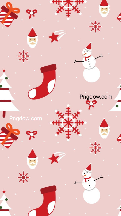 Pink & Red Illustrated Christmas Phone Wallpaper