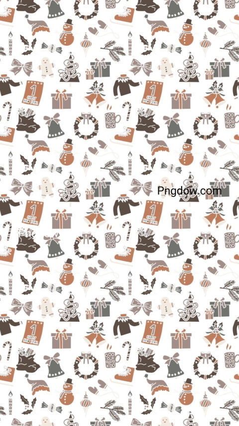 Brown and Beige Retro Illustration Christmas Phone Wallpaper