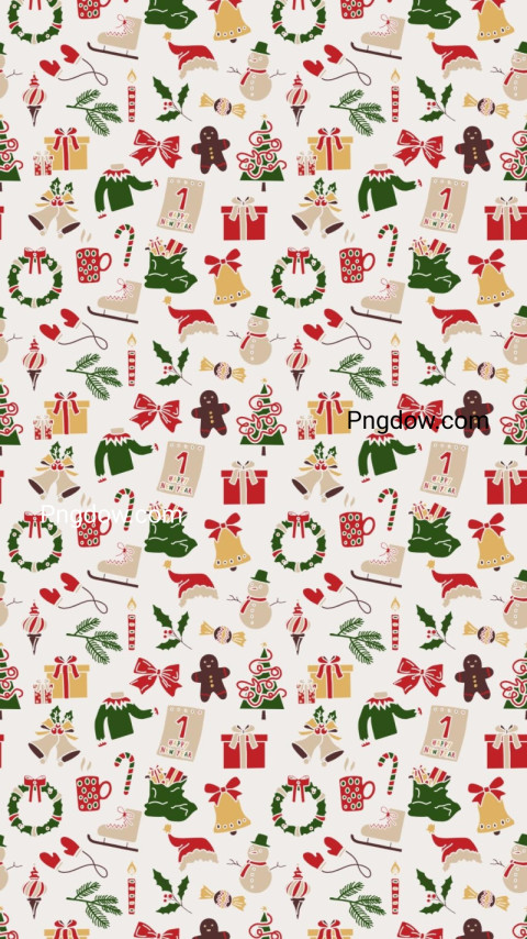 Brown and Beige Retro Illustration Christmas Phone Wallpaper free