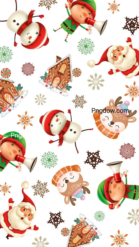 Red And White Illustrated Merry Christmas And Happy New Year Phone Wallpaper