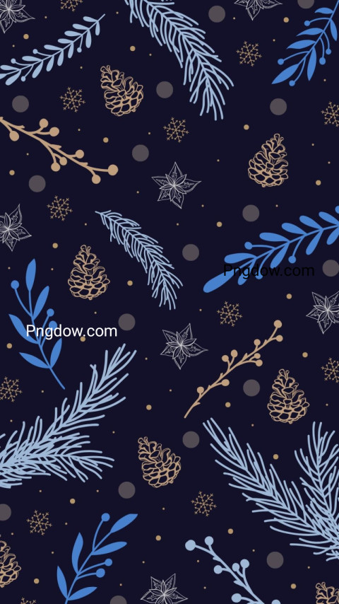 Blue Golden Grey Bright Nature Modern Botanical Christmas Phone Wallpaper