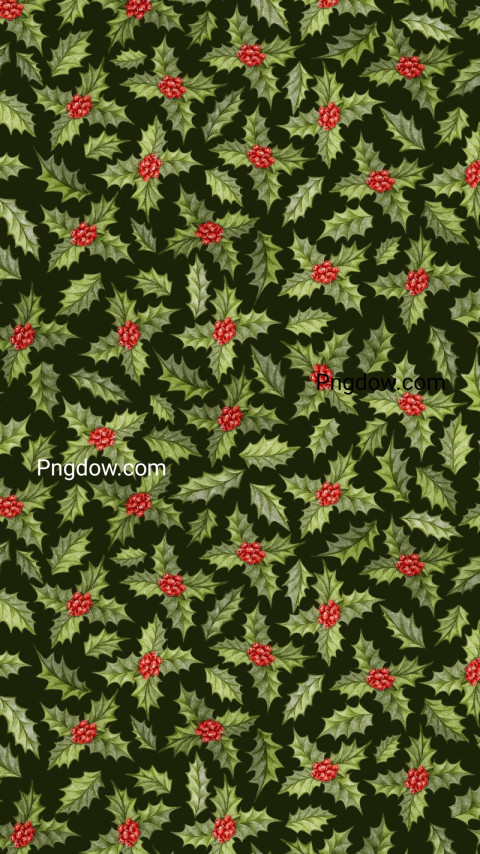 Green and Red Christmas Holly Berries Dark Phone Wallpapers
