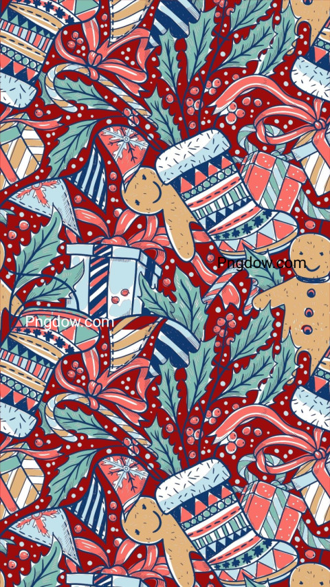 Colourful Illustrated Cute Christmas Phone Wallpaper free