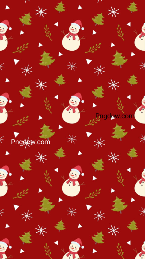 Red Lime White Snowmen Tree Pattern Merry Christmas Phone Wallpaper free