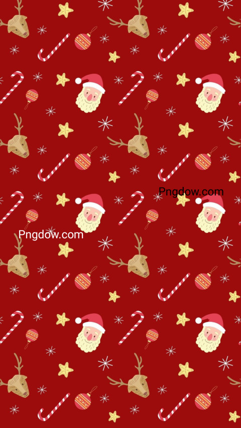 Cherry Red Cane Snowflakes Merry Christmas Phone Wallpaper