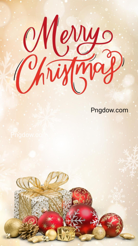 Gold & red Classic Merry Christmas Phone Wallpaper