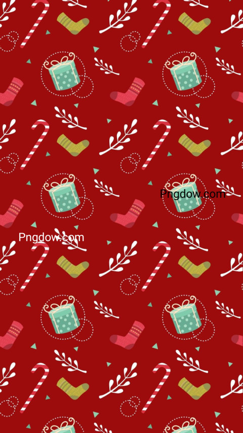 Red Illustrated Christmas Phone Wallpaper