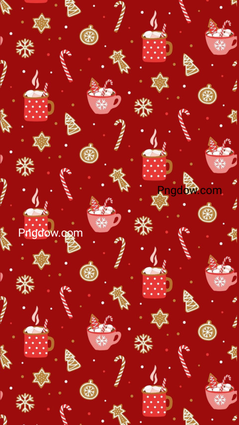 Red Illustrated Christmas Phone Wallpaper free