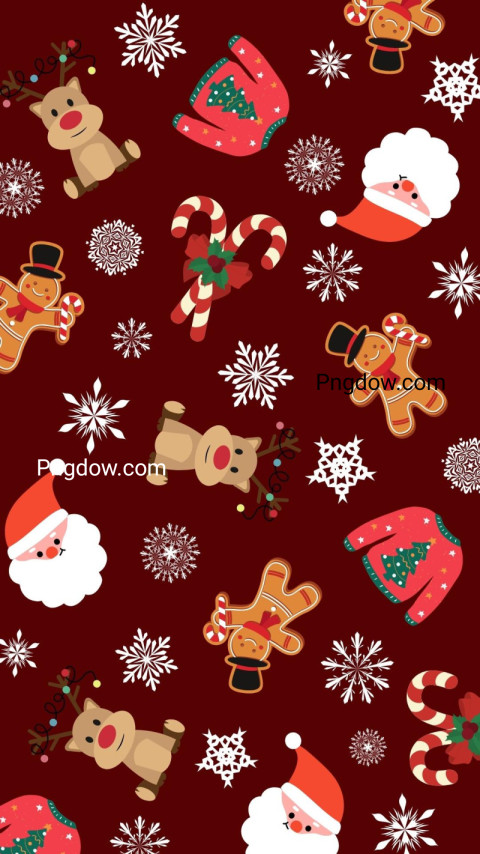 Red Lime White Snowmen Tree Pattern Merry Christmas Phone Wallpaper for free