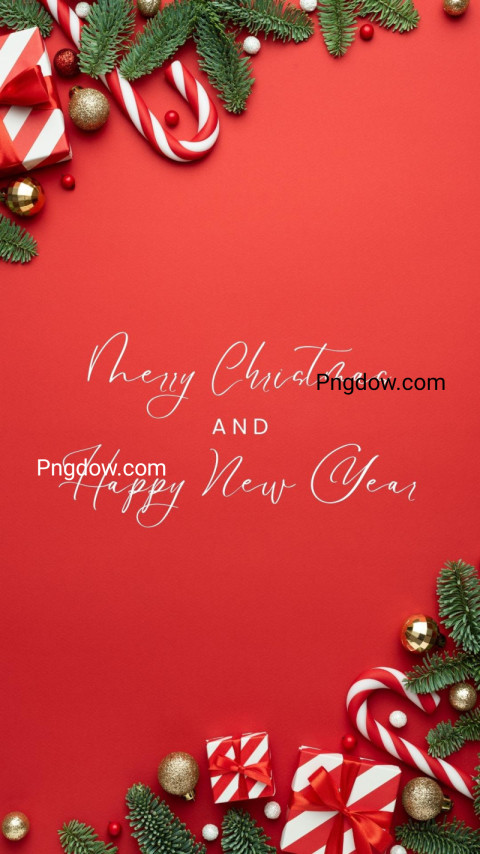 Red and Green Simple Photo Merry Christmas Phone Wallpaper
