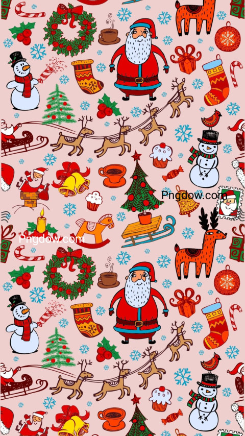 Colourful Cute Illustrated Christmas Phone Wallpaper