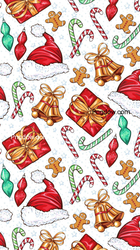 Cute Cartoon Christmas Decorations Seamless Pattern Phone Wallpapers